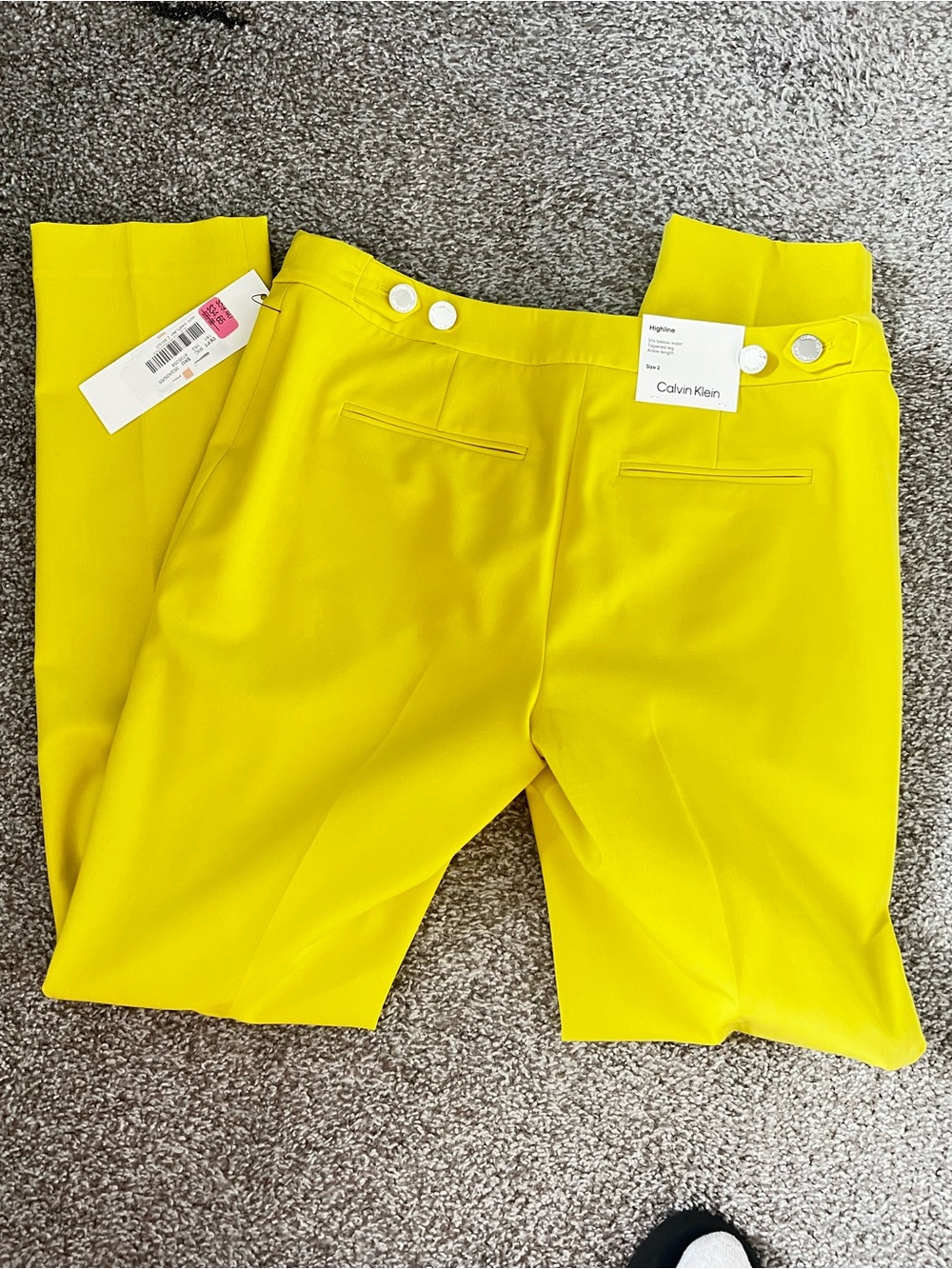Calvin Klein Bright Yellow Slim Ponte Ankle Pants - Picture 8 of 16